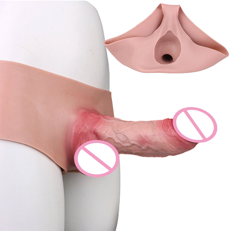 Realistic Male Hollow Dildo Enlarge Sleeve Harness,Strap on Penis Extender Sleeve,Transgender Sex Toys Masturbator Couple