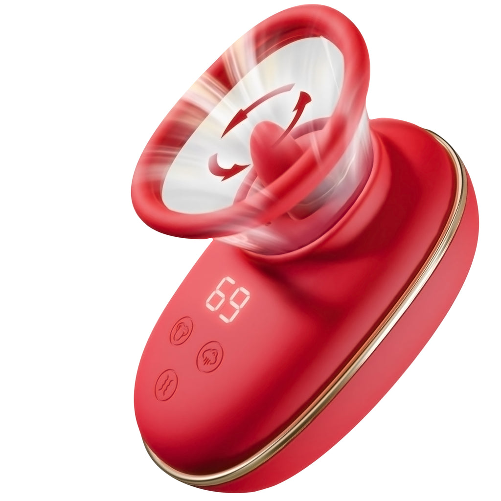 Women's Tongue-Licking and Sucking Massager with 9 Vibration Modes for Breast Clitoral and G-Spot Stimulation Adult Product