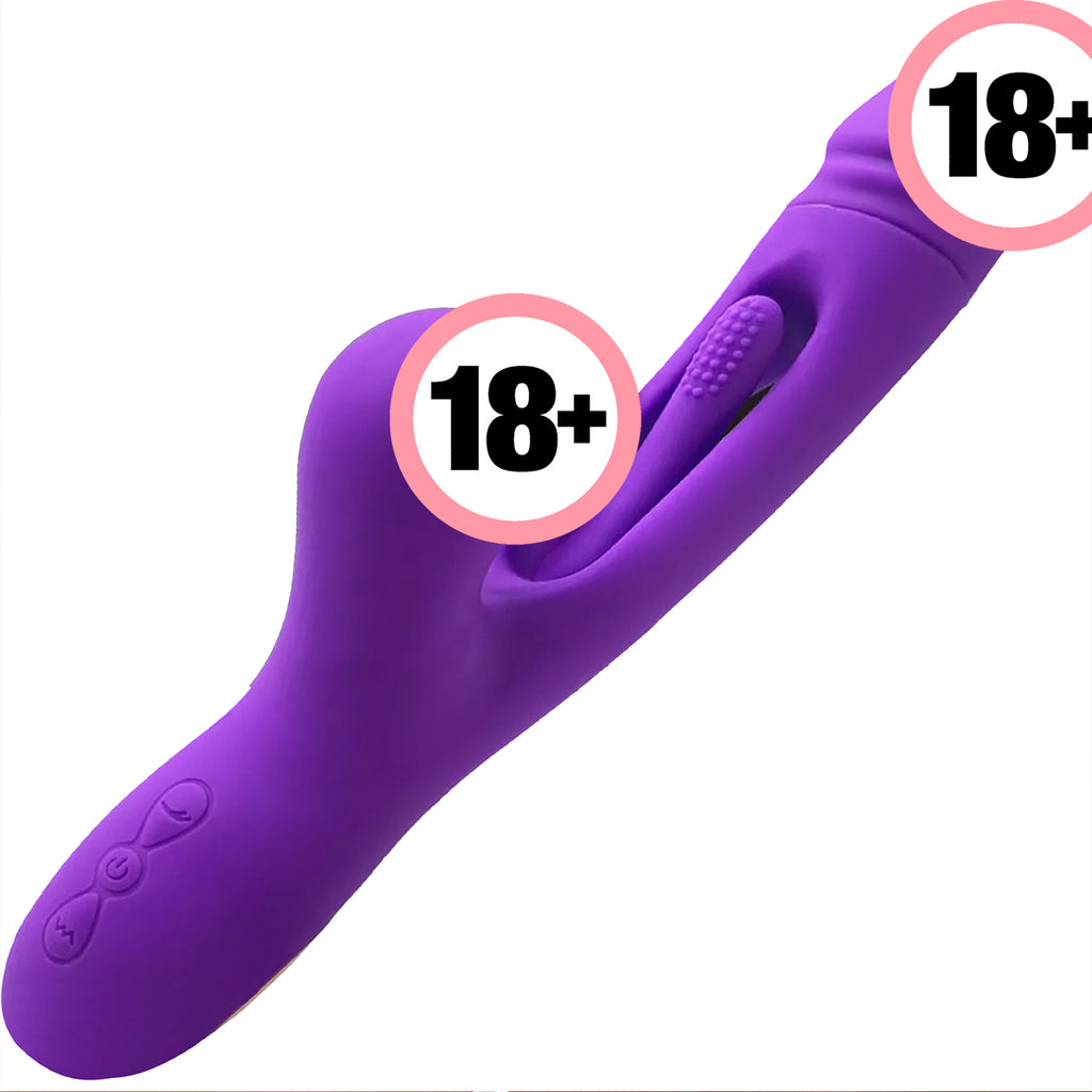 3-in-1 Rabbit Vibrating Massage Wand 7 Tapping Licking Modes Stimulates G-Spot Clitoral UsB Charging Adult Erotic Sex Toy
