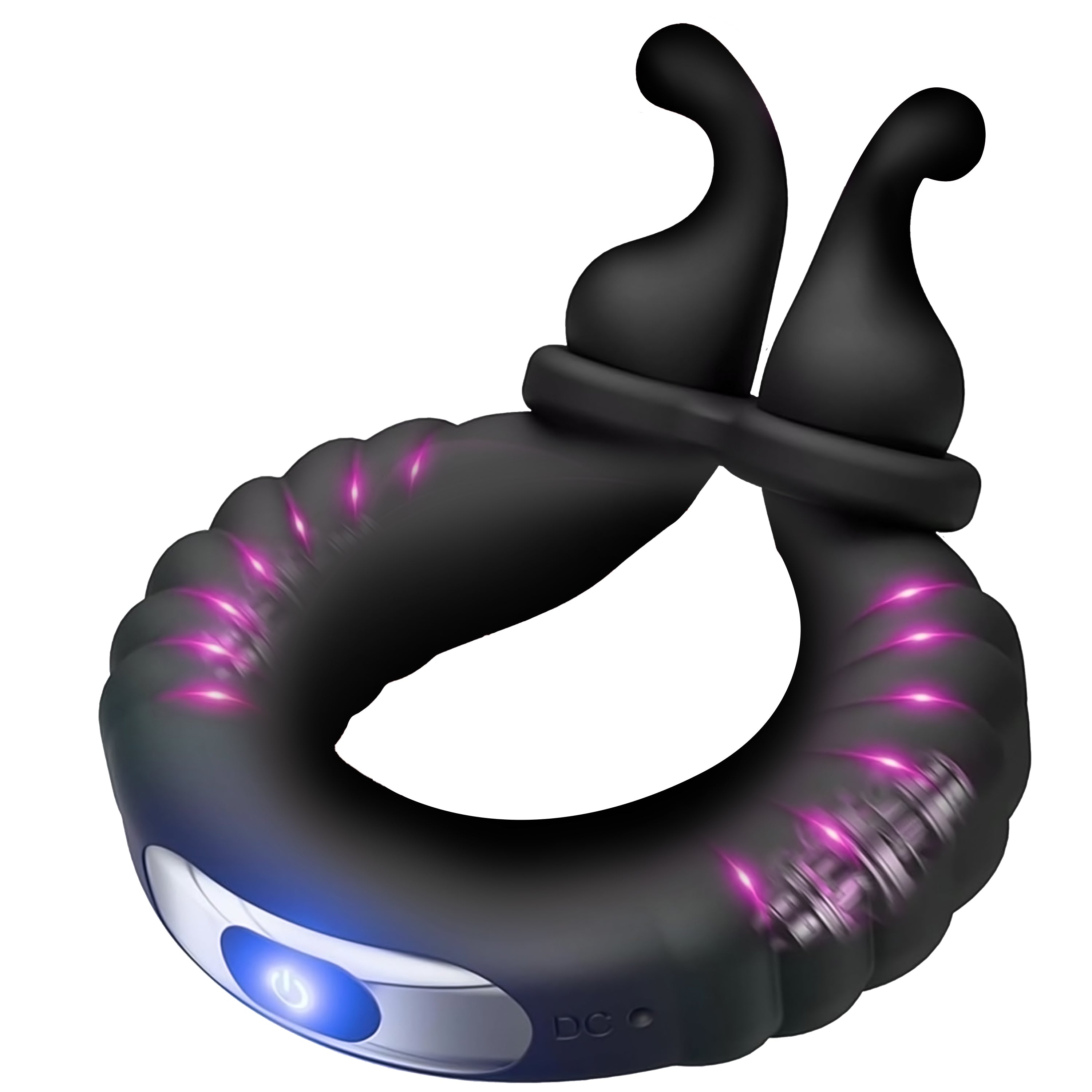 Rabbit Ear-Shaped Male Penis Ring with 10 Vibration Modes G-Spot Stimulation Massager Lithium Battery Couple's Adult Sex Toy