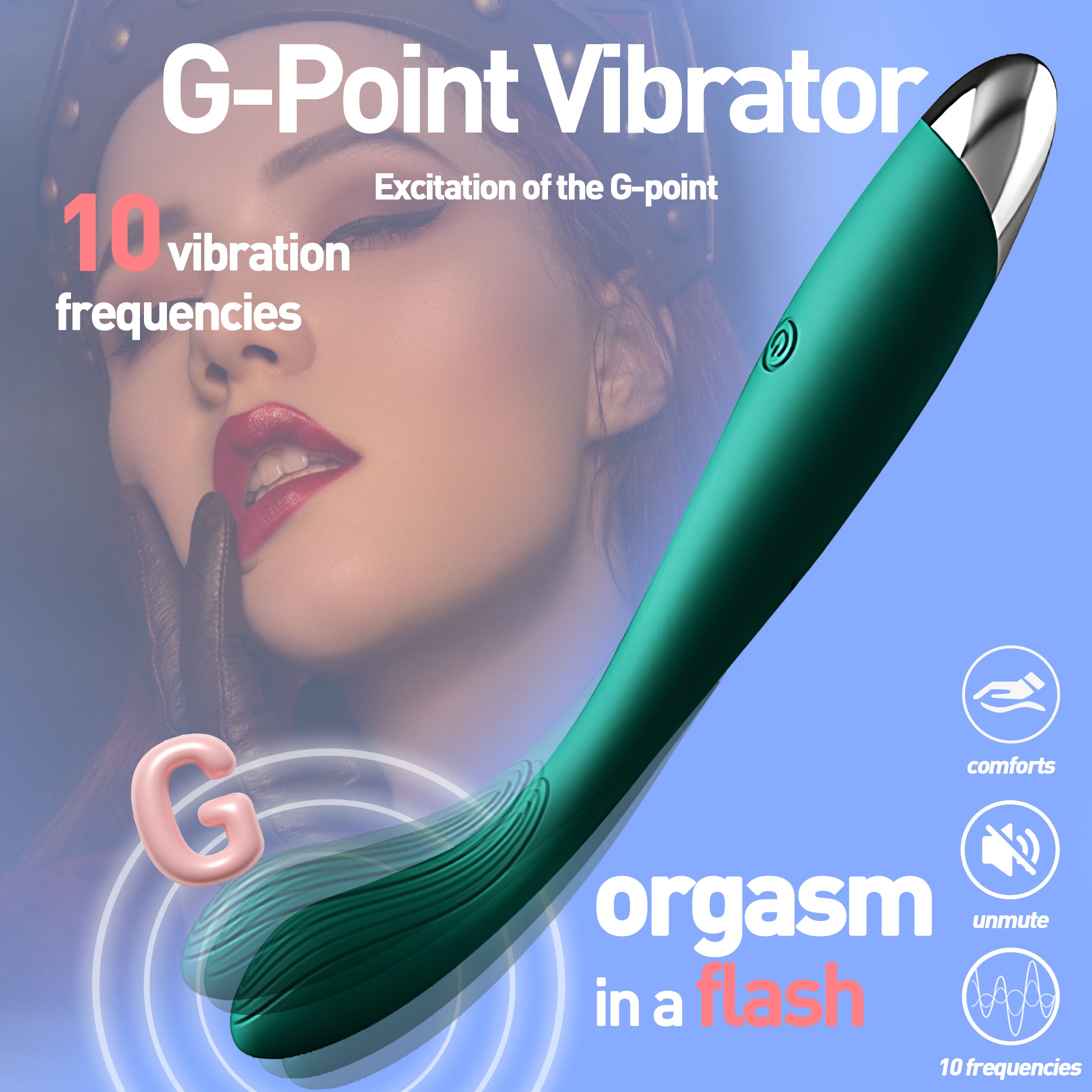 Female Electric Finger Massage Masturbator 10 Vibration Modes Stimulates G-Spot Clitoris and Anus Compact and Quiet Adult Toy