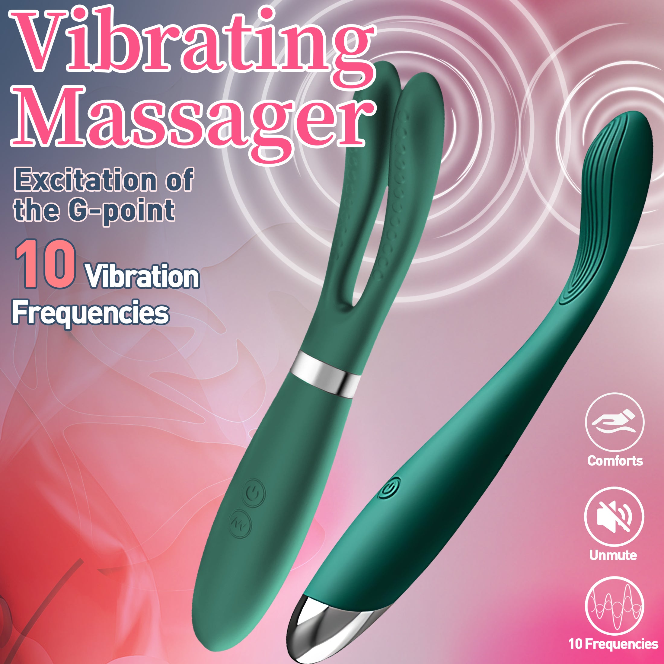 Female Electric Vibrating Massage Wand Stimulates Breasts G-Spot and Clitoris 9 Vibration Modes USB Charging Adult Toy