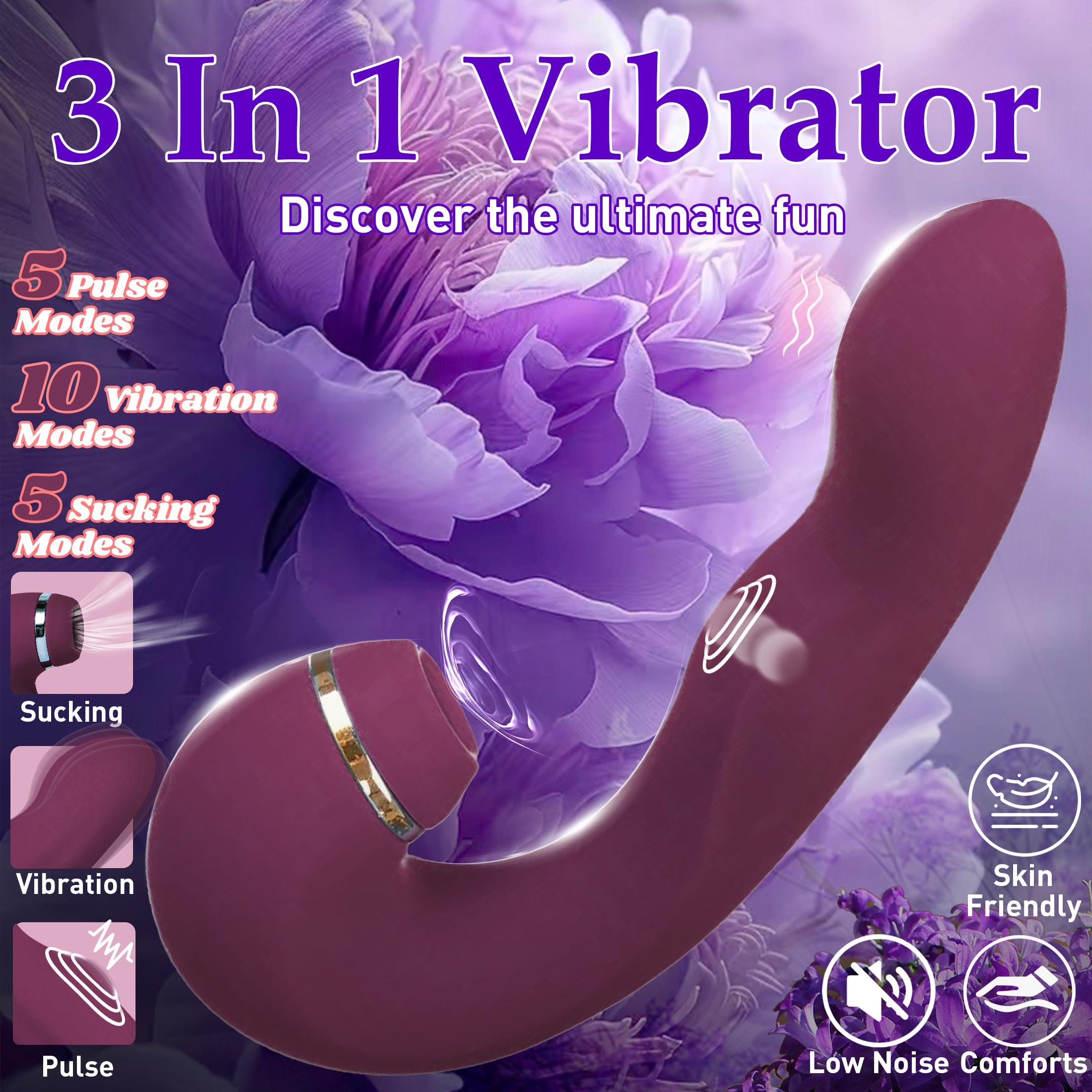 Adult Dildo G-spot Vibrator with 5 Tapping Suction Modes Multi-frequency USB Rechargeable Female Masturbation Sex Toy