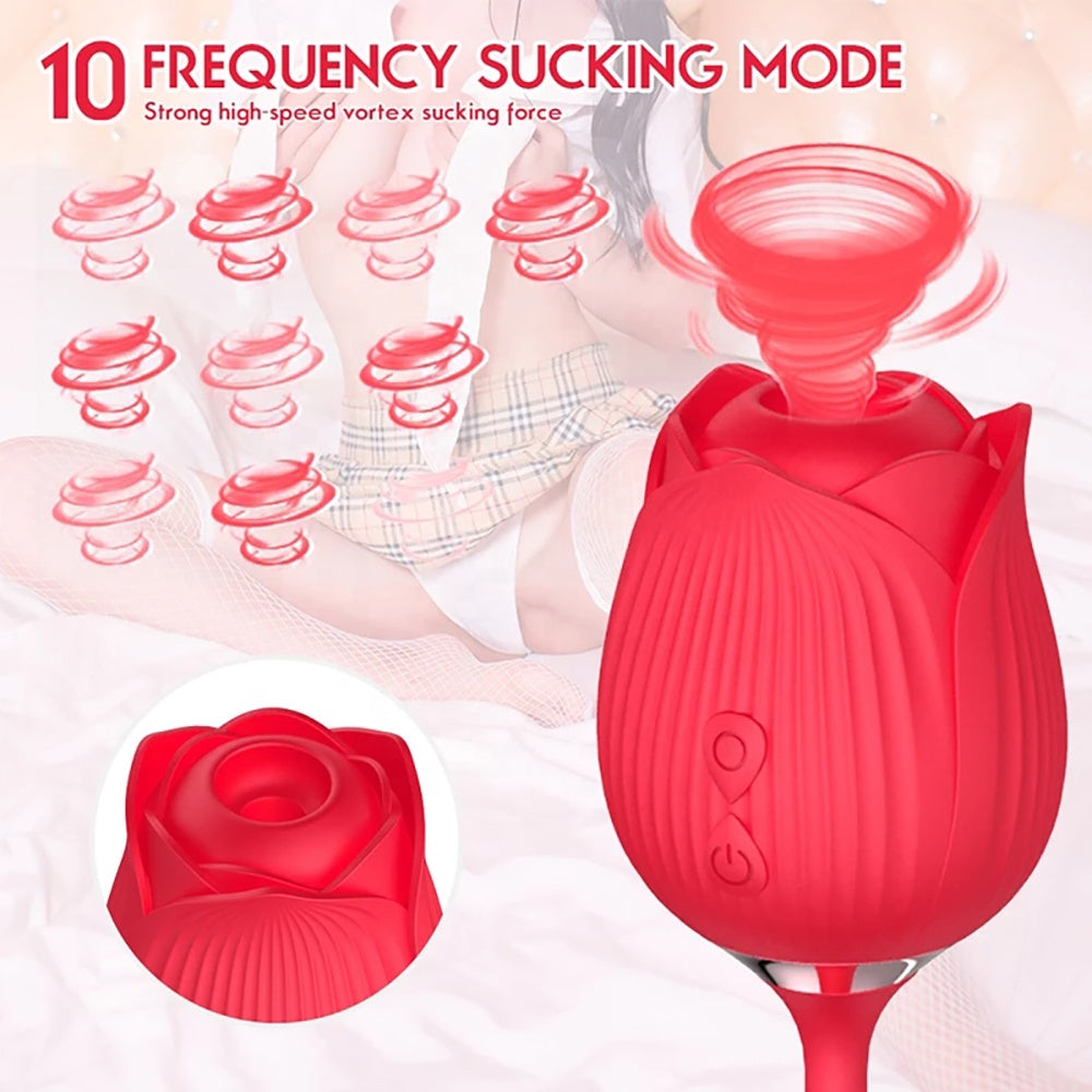 2 In1 Rose Sex Toy Stimulator Adult Toys Clitoral Tongue Licking G Spot Vibrators Thrusting Dildo Vibrator for Women