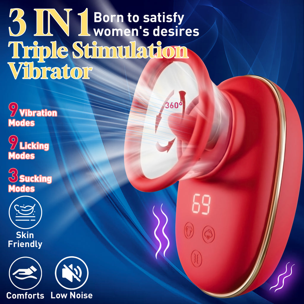 Women's Tongue-Licking and Sucking Massager with 9 Vibration Modes for Breast Clitoral and G-Spot Stimulation Adult Product