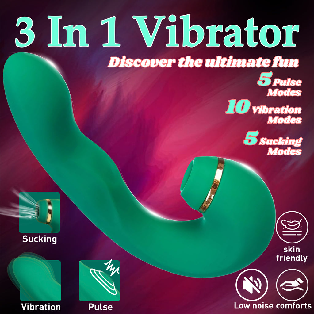 3-in-1 Female Vibrator with 10 Vibration Modes and 5 Tapping Suction Modes for G-Spot Stimulation USB Charging Female Sex Toy