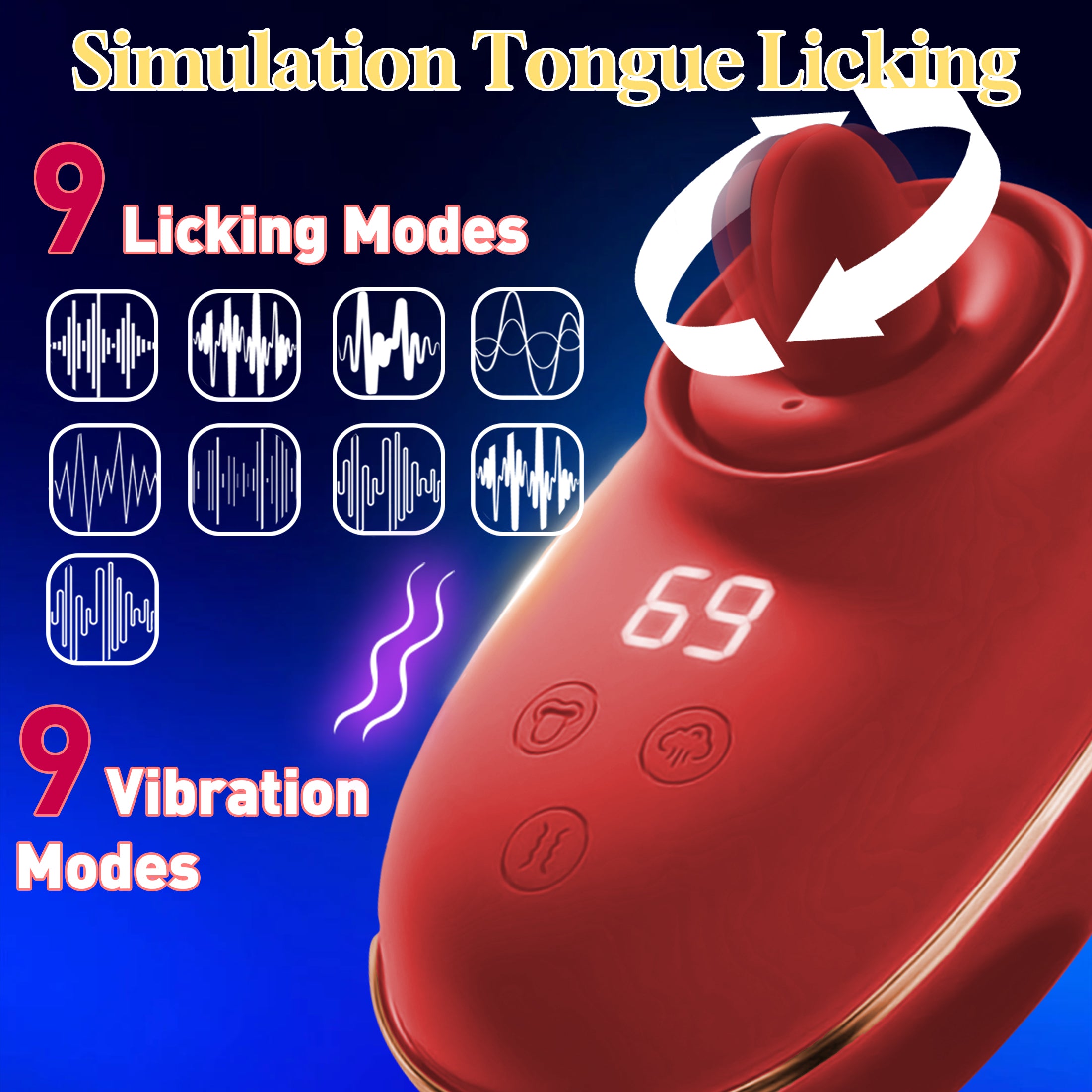 Women's Tongue-Licking and Sucking Massager with 9 Vibration Modes for Breast Clitoral and G-Spot Stimulation Adult Product