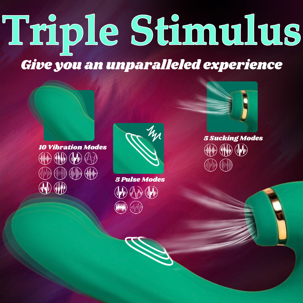 3-in-1 Female Vibrator with 10 Vibration Modes and 5 Tapping Suction Modes for G-Spot Stimulation USB Charging Female Sex Toy