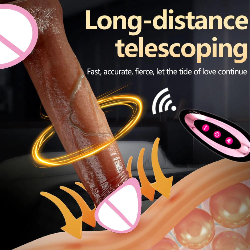 Remote Control Telescopic Swings Huge Big Penis Realistic Dildo Vibrator Thrusting Heating Vibrating Silicone Dildo for Women