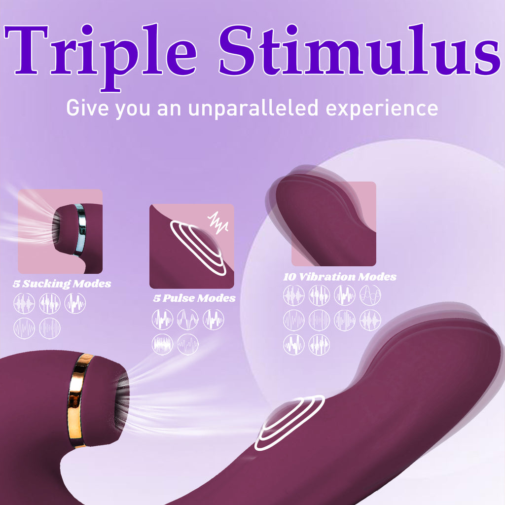 Adult Dildo G-spot Vibrator with 5 Tapping Suction Modes Multi-frequency USB Rechargeable Female Masturbation Sex Toy