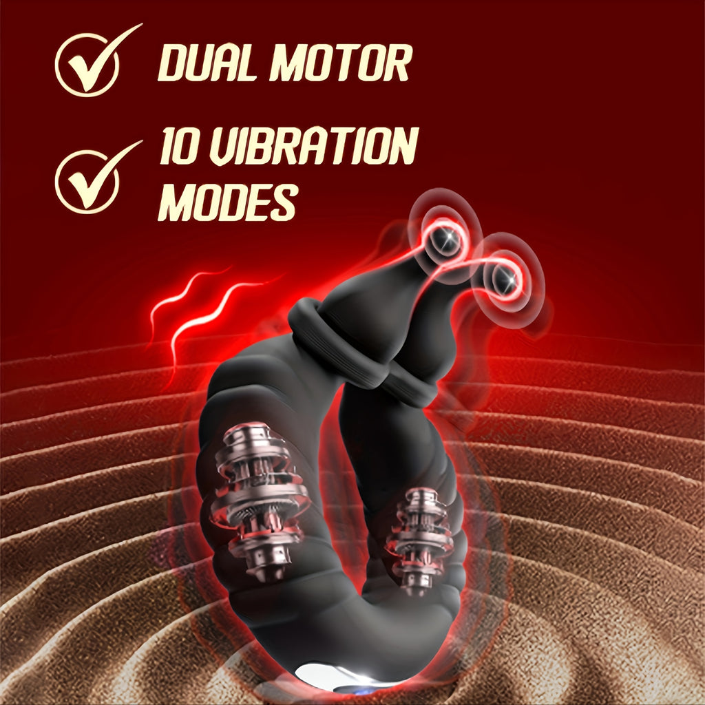 Rabbit Ear-Shaped Male Penis Ring with 10 Vibration Modes G-Spot Stimulation Massager Lithium Battery Couple's Adult Sex Toy