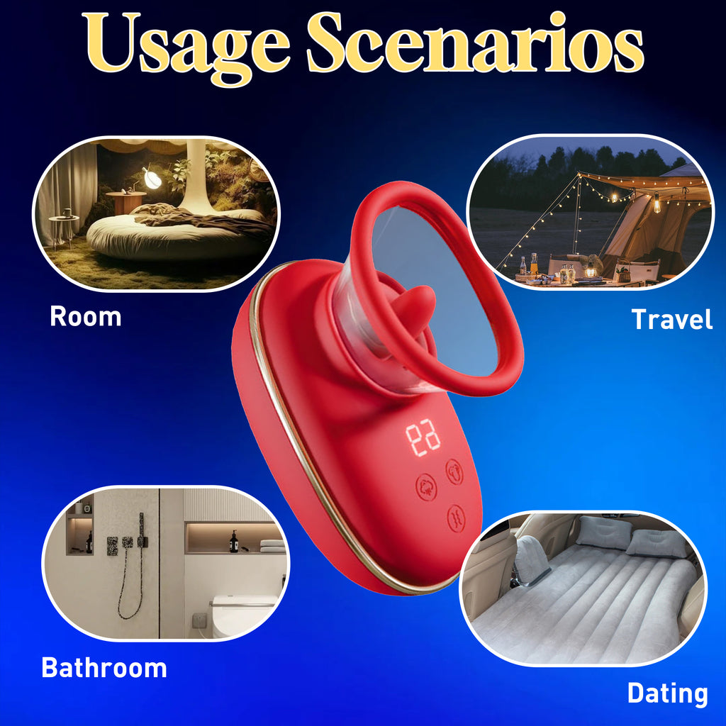 Women's Tongue-Licking and Sucking Massager with 9 Vibration Modes for Breast Clitoral and G-Spot Stimulation Adult Product