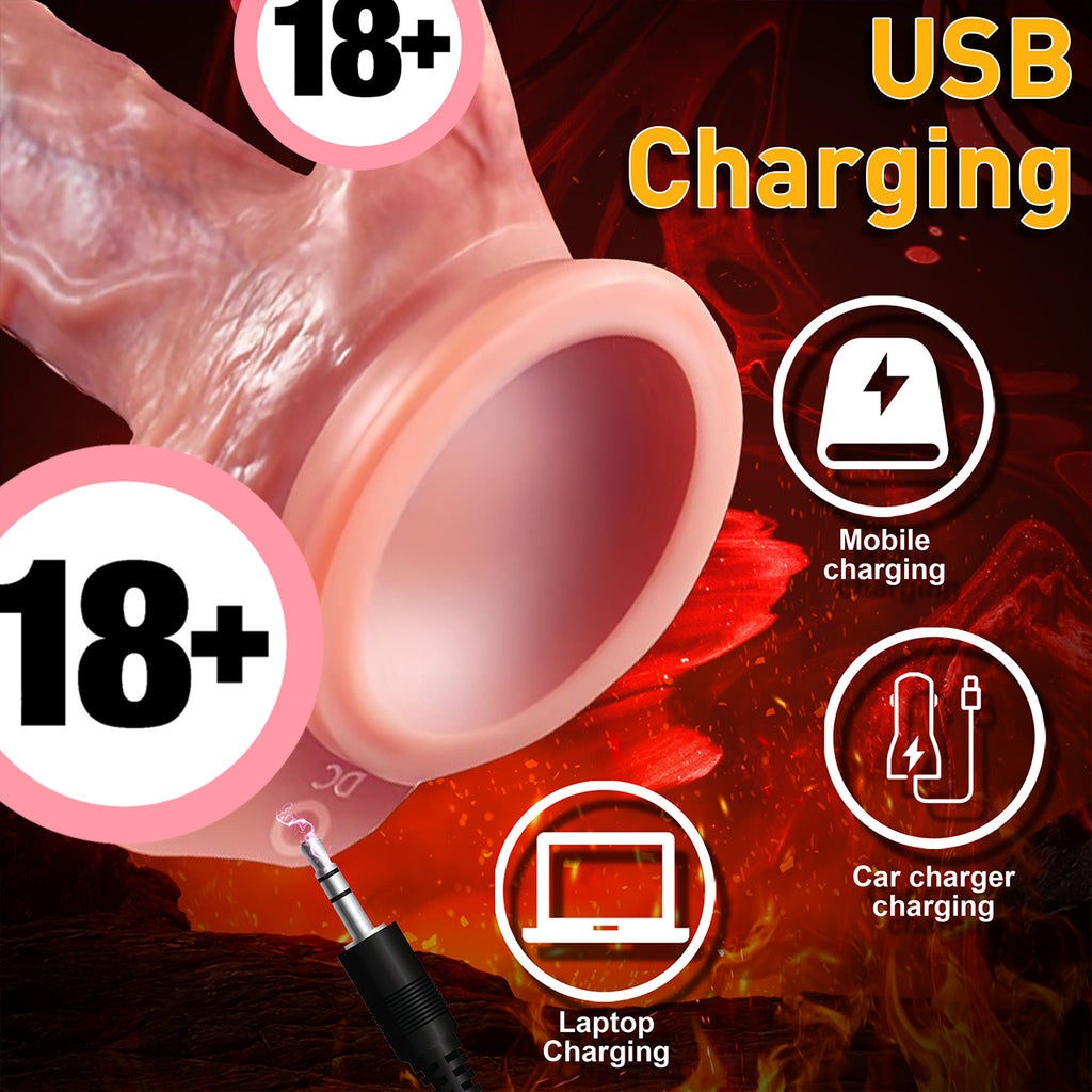 Female Simulated Texture Double Tongue Vibrator with Retractable Heating Licking Function G-spot Stimulator Adult Products