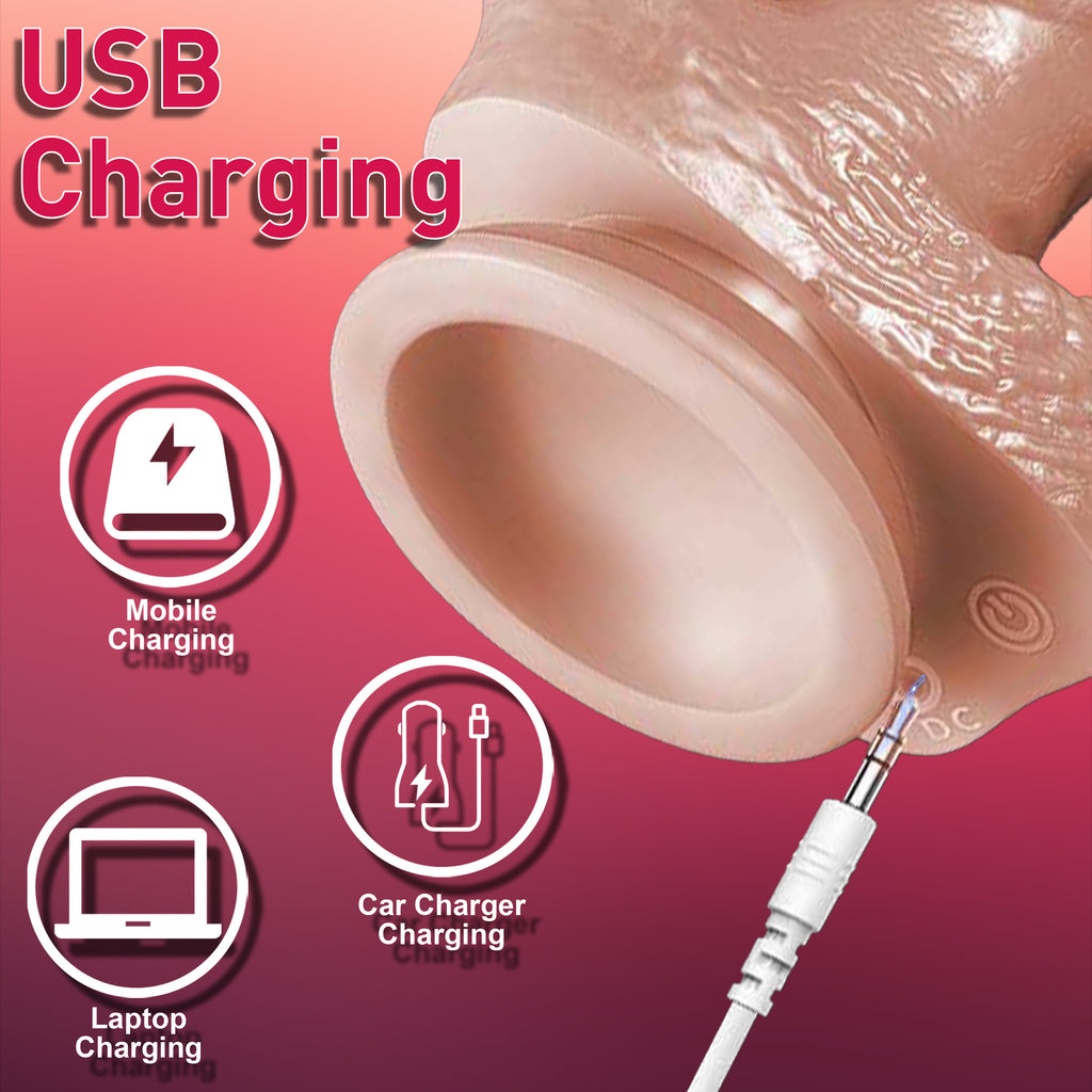 Realistic Thrusting Dildo with Thrusting Retractable and Heating Functions Stimulates the G-spot Clitoris and Anus Adult Sex Toy