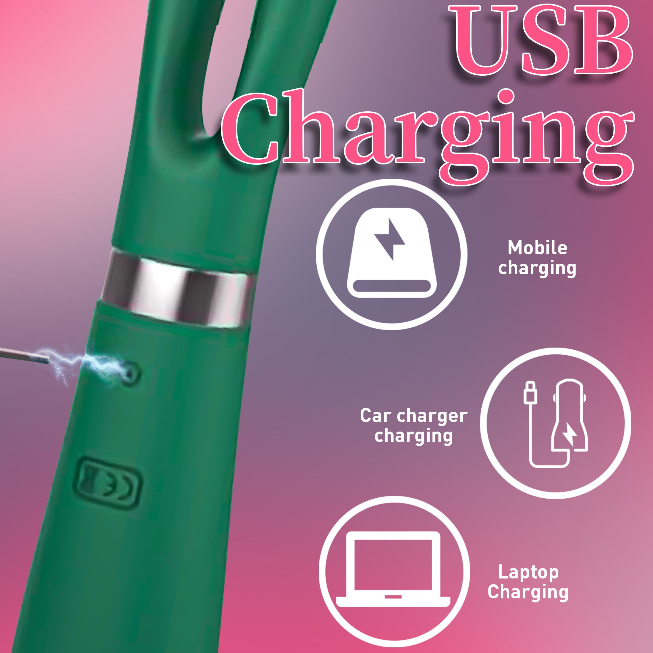 Female Electric Vibrating Massage Wand Stimulates Breasts G-Spot and Clitoris 9 Vibration Modes USB Charging Adult Toy