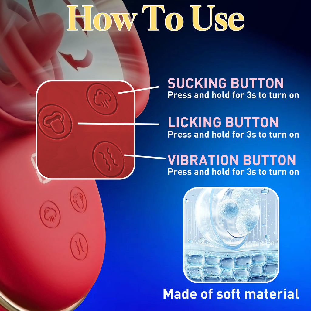 Women's Tongue-Licking and Sucking Massager with 9 Vibration Modes for Breast Clitoral and G-Spot Stimulation Adult Product