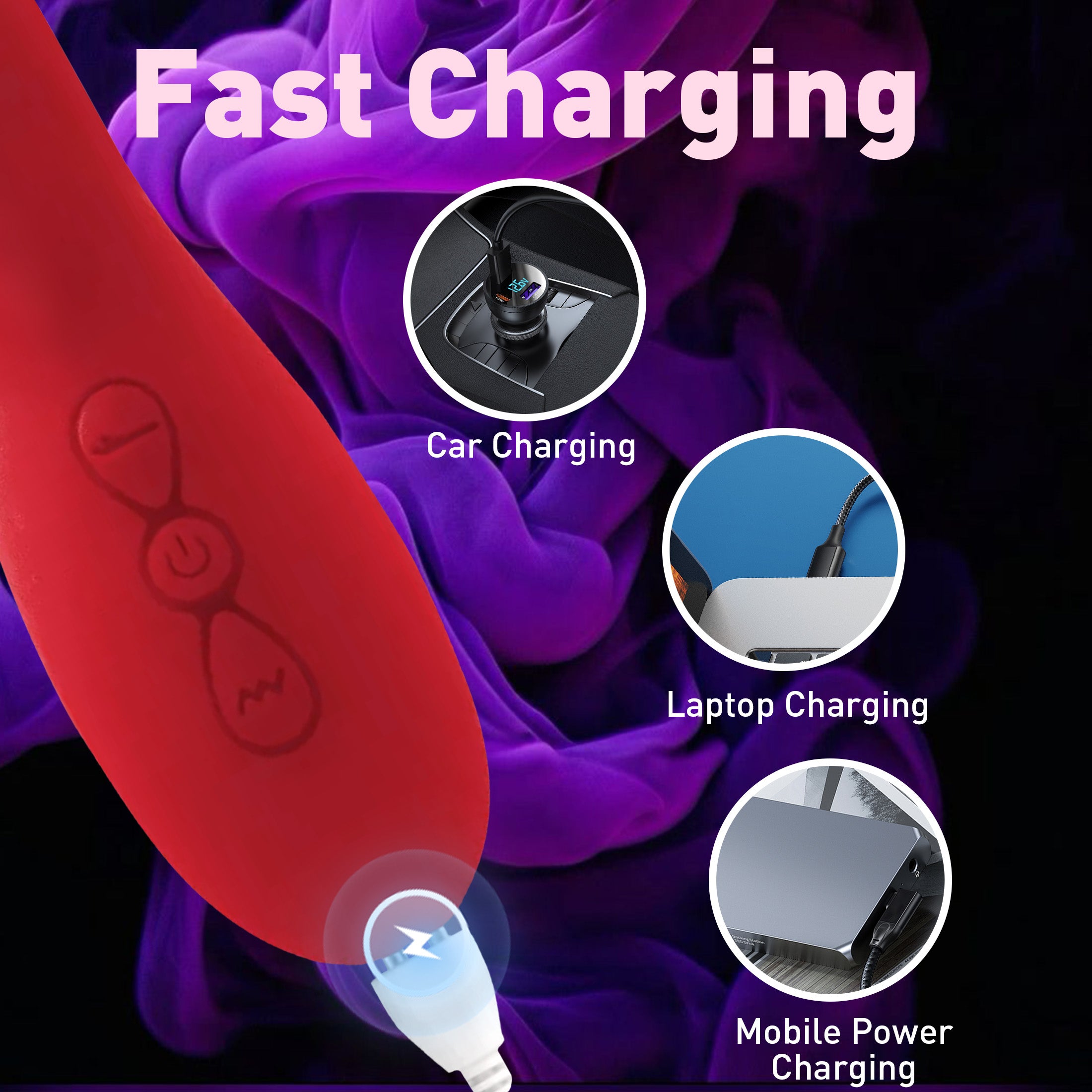 3-in-1 Rabbit Vibrating Massage Wand 7 Tapping Licking Modes Stimulates G-Spot Clitoral USB Charging Adult Erotic Sex Toy