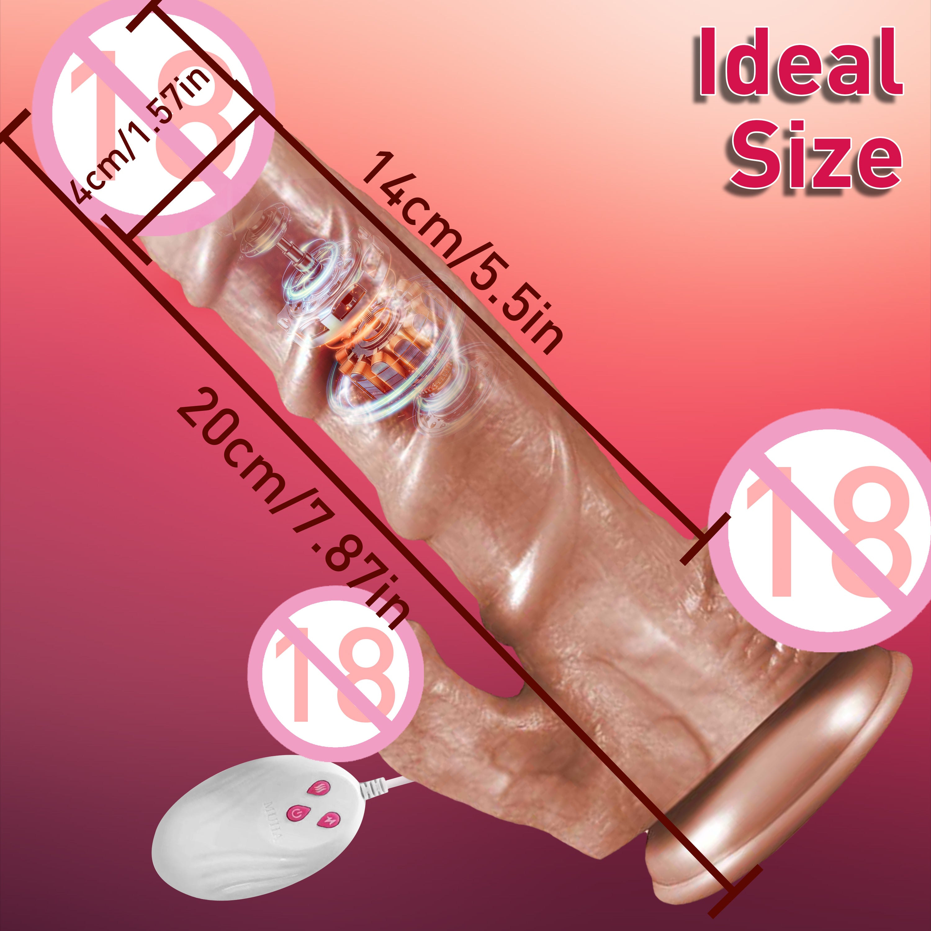 Realistic Thrusting Dildo with Thrusting Retractable and Heating Functions Stimulates the G-spot Clitoris and Anus Adult Sex Toy