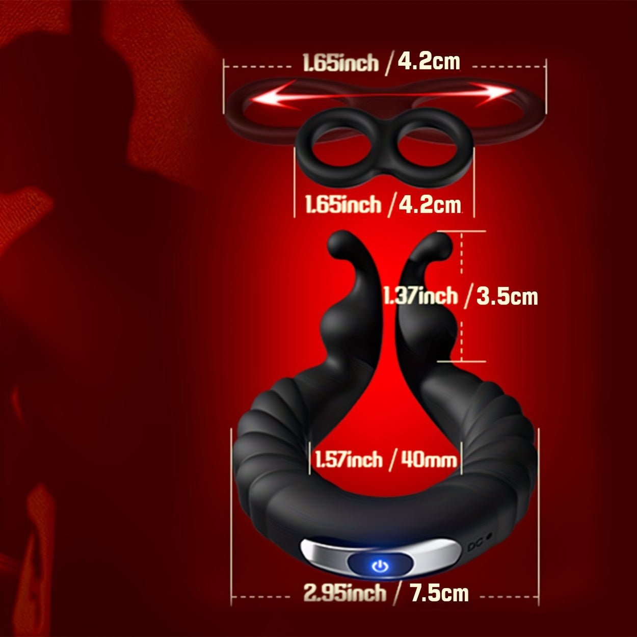Rabbit Ear-Shaped Male Penis Ring with 10 Vibration Modes G-Spot Stimulation Massager Lithium Battery Couple's Adult Sex Toy