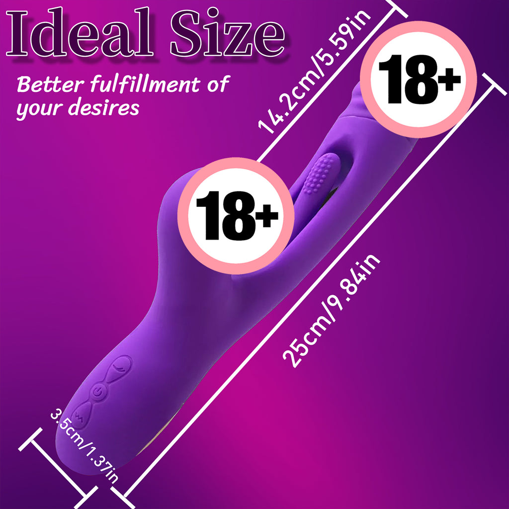 3-in-1 Rabbit Vibrating Massage Wand 7 Tapping Licking Modes Stimulates G-Spot Clitoral UsB Charging Adult Erotic Sex Toy