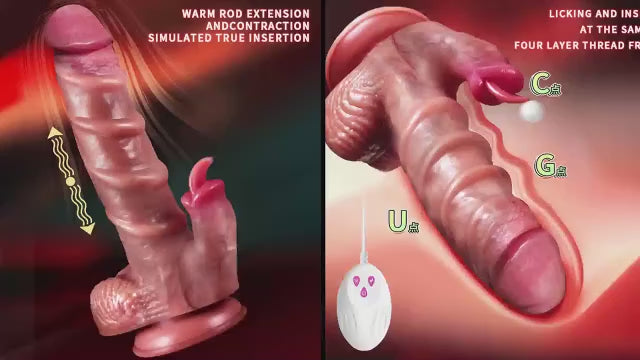 Female Simulated Texture Double Tongue Vibrator with Retractable Heating Licking Function G-spot Stimulator Adult Products
